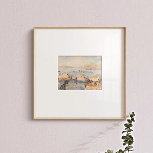 海边小镇北欧简约现代客厅装饰 画小众艺术餐厅壁画书房挂画风景