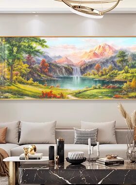 聚宝盆客厅装饰画山水手绘油画