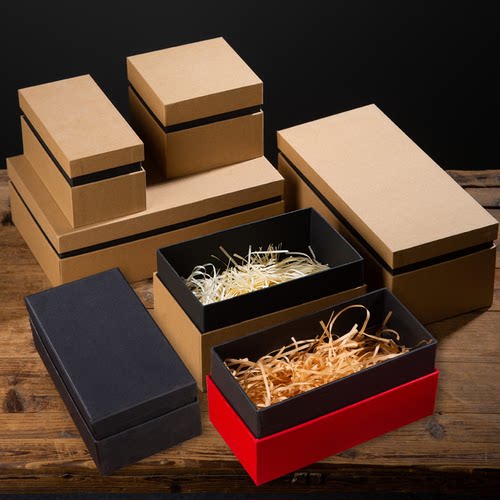 牛皮纸礼品盒红色纸盒黑色包装盒