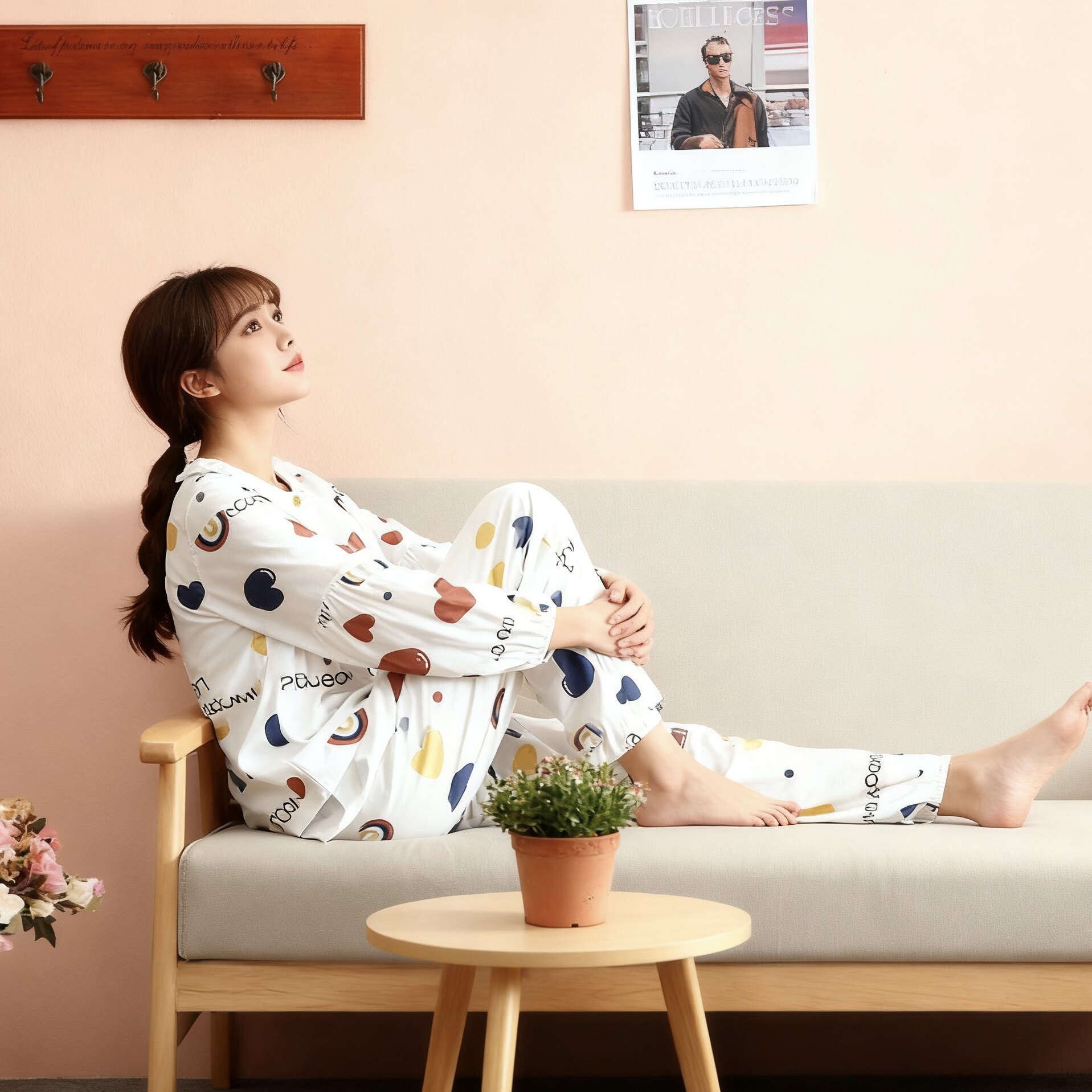 睡衣女可爱风春秋款家居服套装