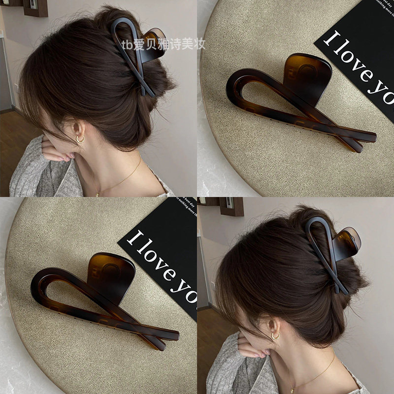 哑光琥珀高级感！鲨鱼夹2024新款大号发量多后脑勺盘发抓夹发夹女
