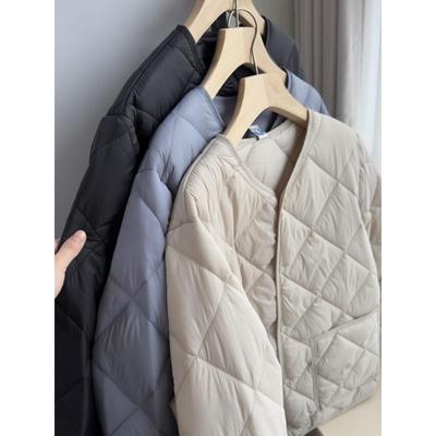 设计师款！菱形绗缝冬季新品情侣款无领保暖棉服外套夹克棉衣