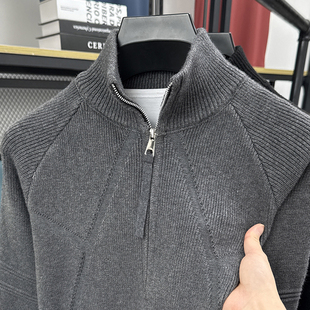 拉链半高领毛衣男款冬季韩版宽松针织外套男装青年时尚休闲立领潮