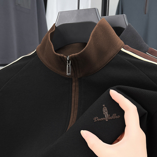 高端重磅春秋半拉链卫衣男时尚休闲潮流立领套头上衣秋装大码外套
