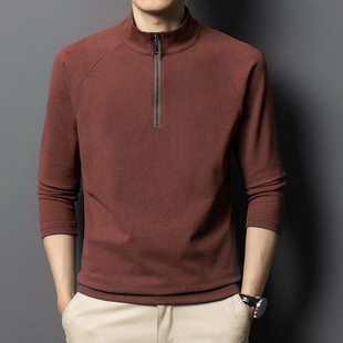 半高领打底衫 冬装 男士 T恤绒德拉链抓绒男士 上衣 卫衣长袖 2025秋季
