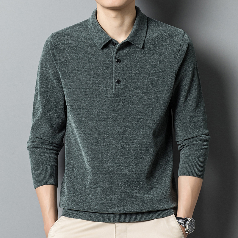 扎索翻领毛衣雪尼尔免烫抗皱