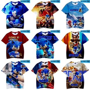 刺猬索尼克衣服儿童t恤短袖童装超音鼠SONIC2印花男孩学生速干ins