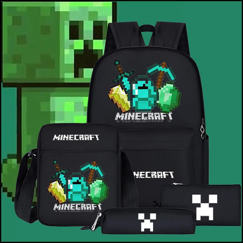 我的世界书包笔盒钻石剑苦力怕双肩包初中生小学生男女末影人背包