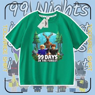 99nights in the forest roblox衣服儿童t恤森林中的99夜短袖夏季