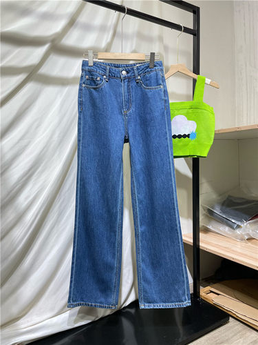 春夏款超舒服RAG 中高腰冰肤柔感窄版阔腿直筒牛仔裤女显瘦长裤