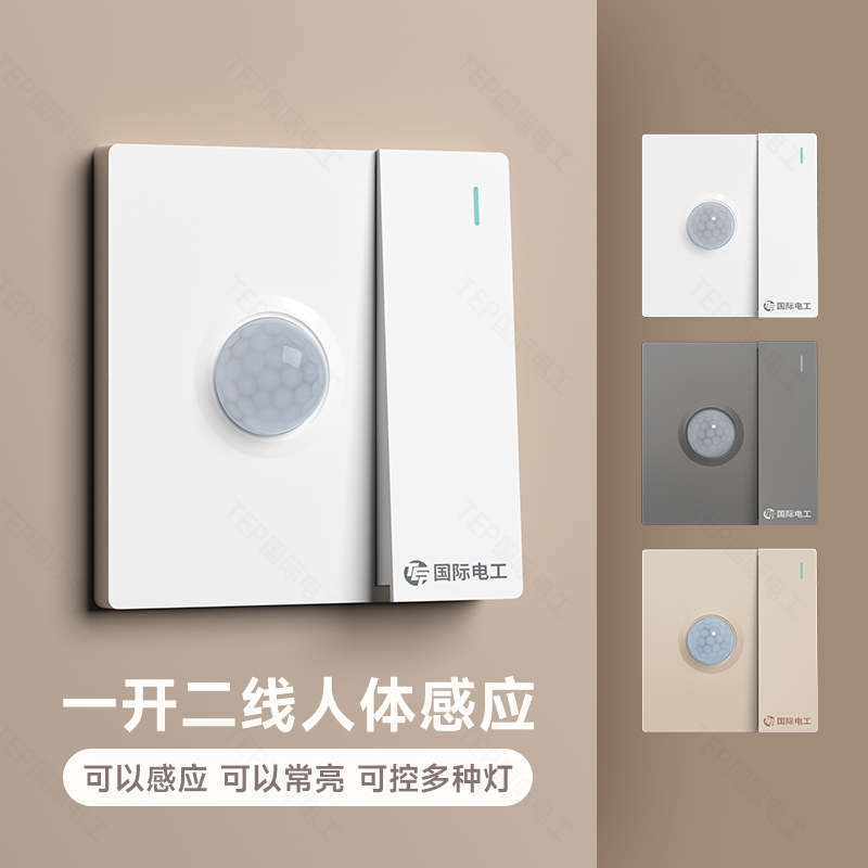 国际电工一开双控加人体感应开关