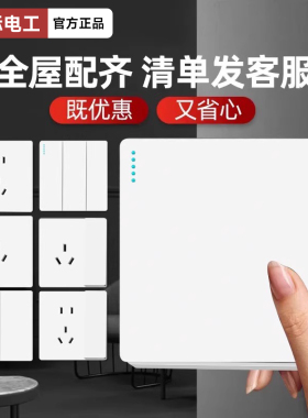 国际电工开关插座面板86型暗装墙壁白色一开带5孔usb大板16a多孔