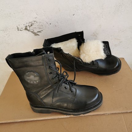 5302库存羊毛靴子男式冬季真皮马丁靴高帮工装靴荔枝纹牛皮靴