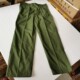 宽松侧开口系纽扣女长裤 库存78式 确良老式 绿色 拍摄演出道具 女裤