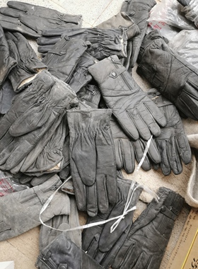 清仓库存真皮手套黑色男女士冬季羊皮棉手套瑕疵处理19元两副