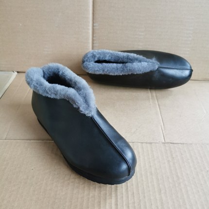 特价5302库存老头鞋男冬季加绒加厚中老年人保暖老人棉鞋羊毛真皮