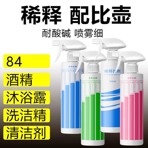 稀释洗洁精喷雾瓶比例瓶小喷水壶酒精消毒液84清洁专用分装专用的