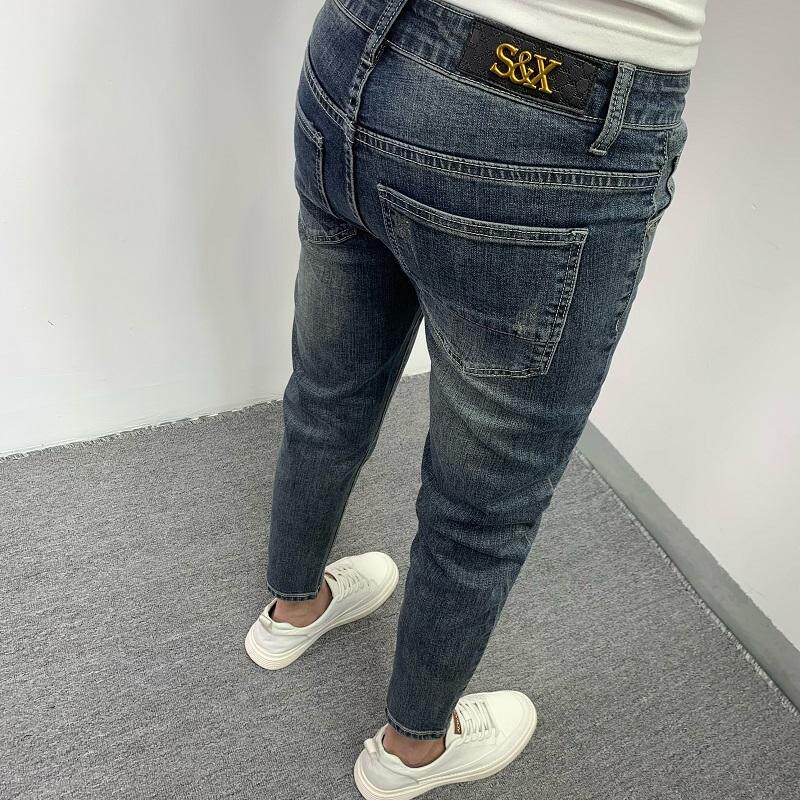 男士牛仔裤2025新款修身小脚秋冬潮流男装弹力百搭休闲高端九分裤