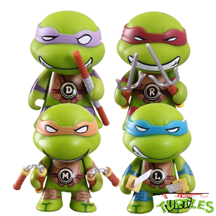 Q版忍者神龟配武器可动人偶公仔模型玩具 汽车载摆件蛋糕烘焙饰品