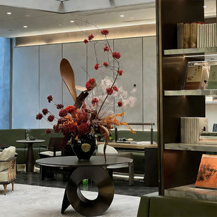 禅意枯木花艺摆件新中式 仿真花 酒店样板间圆桌中岛电梯间高端软装