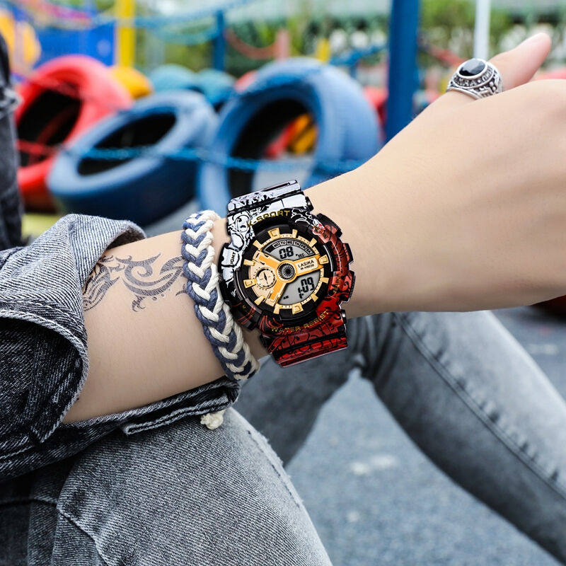 LASIKA拉斯卡个性男士手表初中学生手表电子表男表防水青少年儿