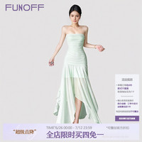 海灘度假風(fēng)不規(guī)則綠色抹胸連衣裙