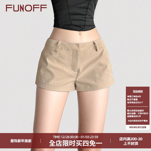 风百搭热裤 2025夏简约工装 复古基础卡其色低腰休闲短裤 FUNOFF美式