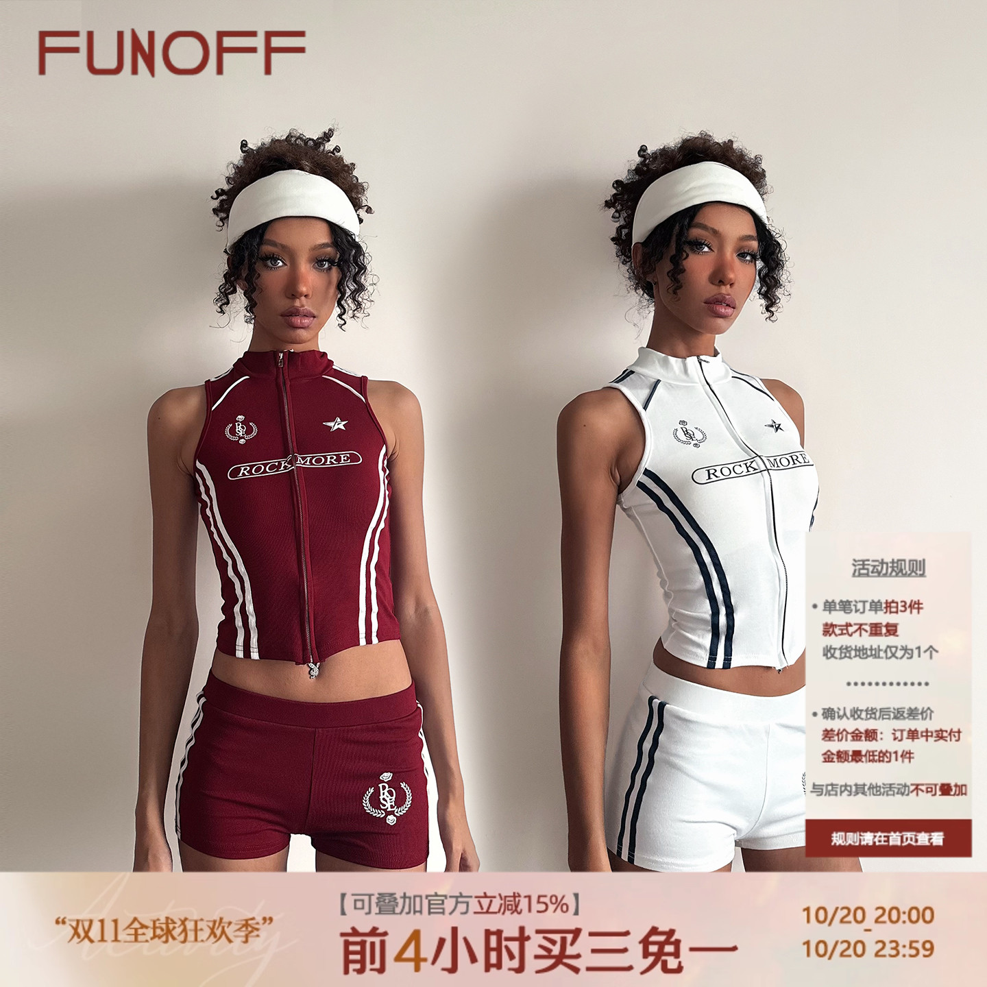 复古白色字母印花拉链无袖背心女