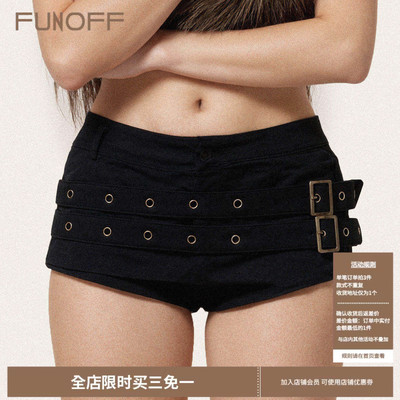 美式复古黑色日字扣鸡眼低腰短裤