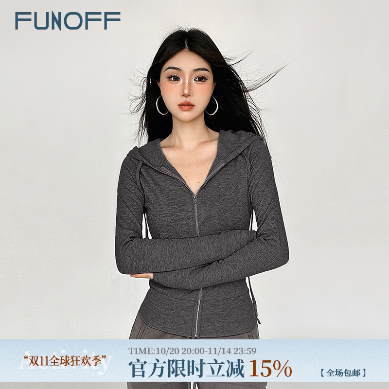 美式复古运动灰色连帽针织卫衣春