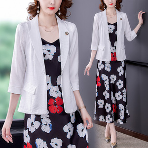 RM19139#新款时尚气质修身显瘦妈妈装西装两件套高贵套装