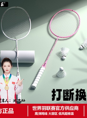 ALRE小钢炮碳素羽毛球拍6U超轻全能型专业训练拍送球包单双拍套餐