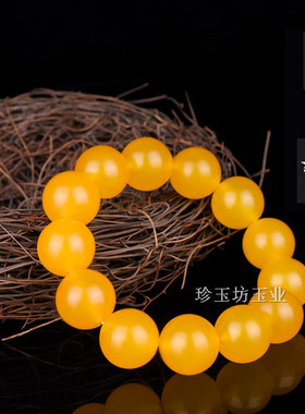 天然云南鸡油黄手链转运珠玉器