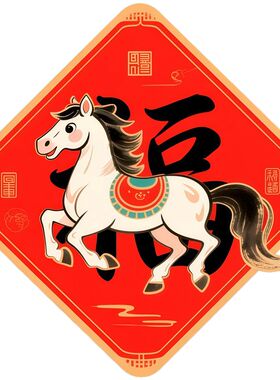 2026新款马年福字门贴墙贴马上来福客厅大门房间装饰自粘防水自贴