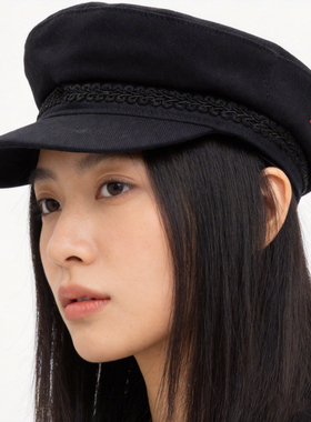 NERV黑色海军帽日系时尚画家八角帽百搭贝雷帽报童帽cosplay帽