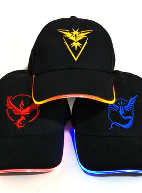 跨境LED光纤帽子休闲游戏夜光鸭舌帽嘻哈帽晚会灯帽时尚