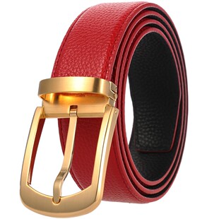 本命年皮带打孔真皮腰带外黑内红里红裤带针扣打眼皮带纯牛皮皮带