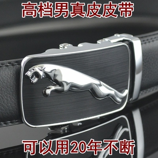 高档男士豹子自动扣腰带平滑扣奔跑豹子裤带真皮腰带牛皮皮带豹子