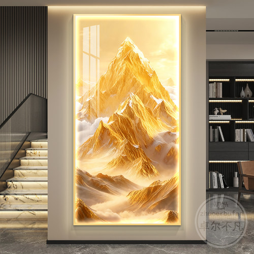 日照金山led入户玄关装饰画山水画靠山图2025新款客厅走廊过道画