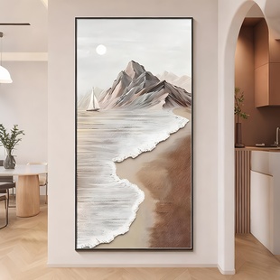 侘寂风正对门走廊过道挂画现代简约入户玄关装饰画轻奢高级感壁画