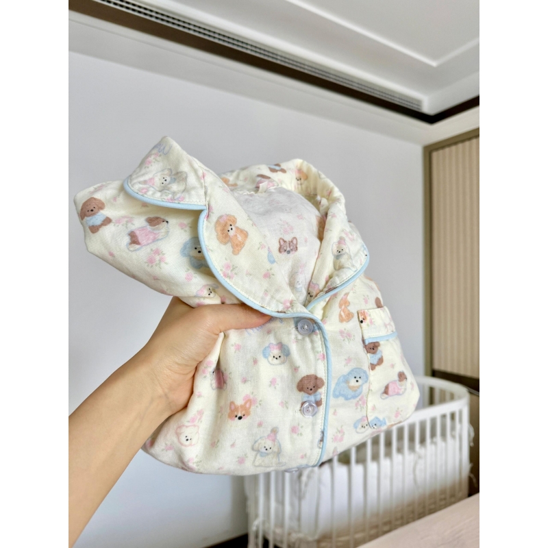 ins韩版可爱小狗印花睡衣女秋季