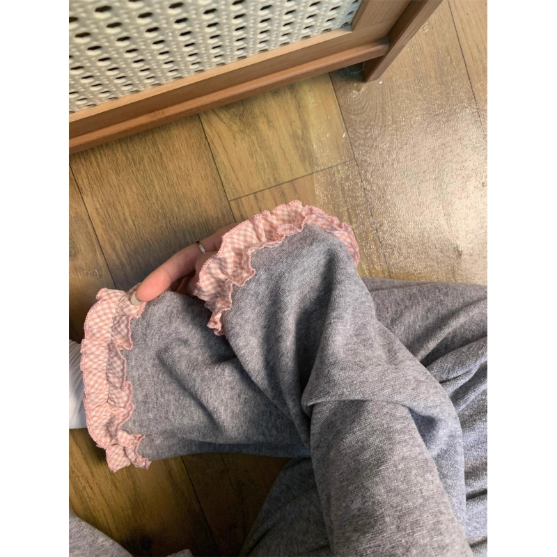 法式甜美荷叶边德绒睡衣女秋冬款