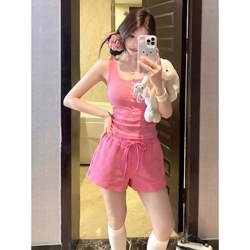 无袖背心睡衣女夏短裤家居服套装