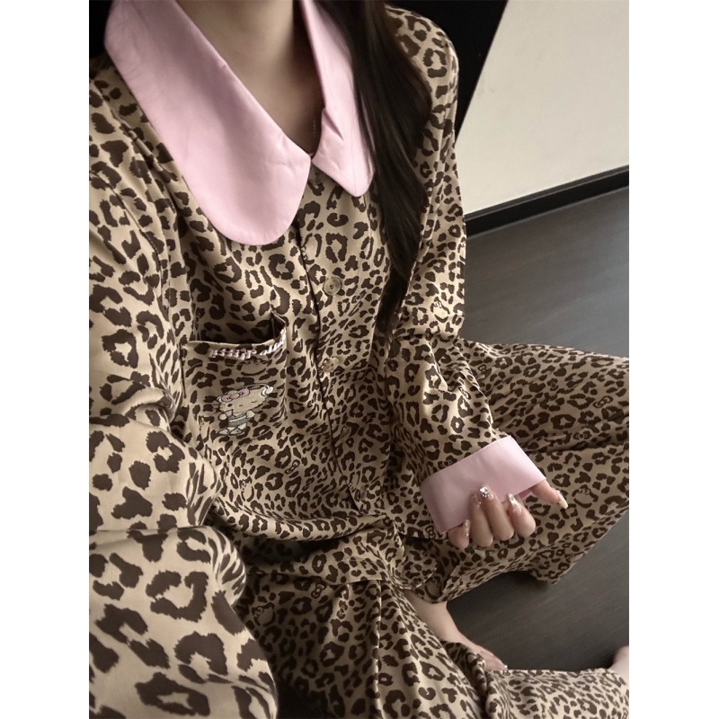 韩系豹纹Kitty印花高级感睡衣女