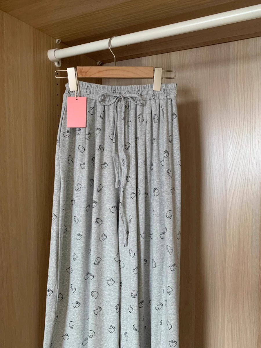 可爱卡通凯蒂猫印花睡裤女款夏季新款宽松大码居家服休闲裤长裤子