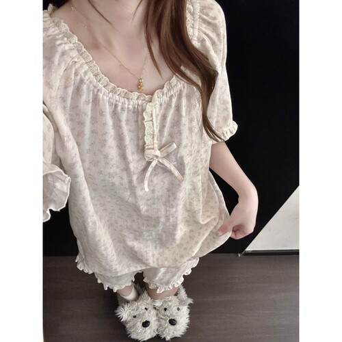 睡衣女夏季大码宽松家居服两件套