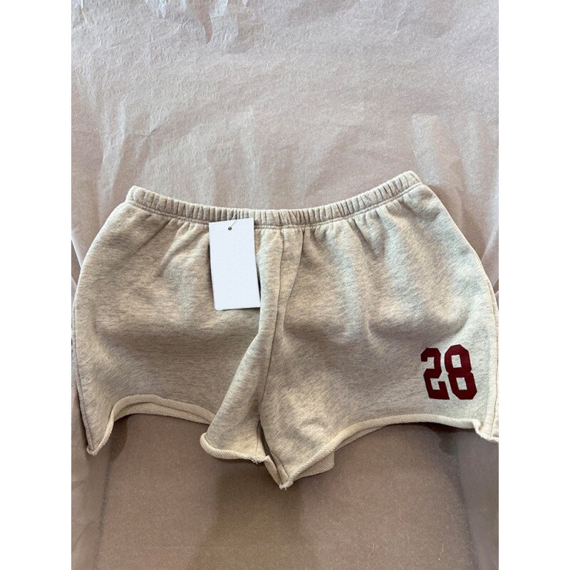 美式休闲辣妹纯色数字印花睡裤女夏季新款运动裤百搭显瘦家居短裤