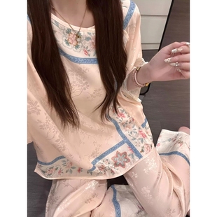 国风印花冰丝短袖 2025新款 新中式 睡衣女款 夏季 高级感家居服套装