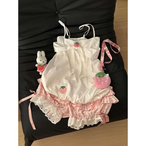 少女甜美草莓吊带睡衣女款夏季