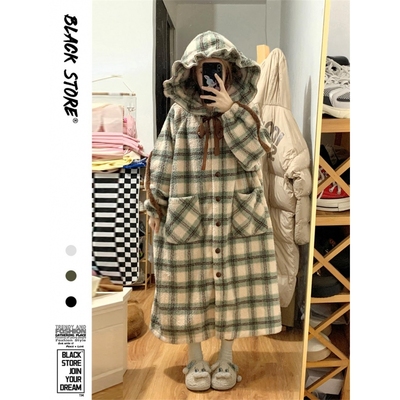 少女可爱格纹珊瑚绒睡衣女款冬季